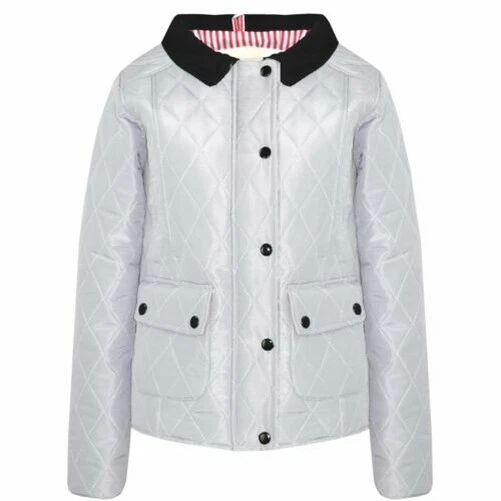 Bambini Giacche Ragazze Grigio Trapuntato Imbottito Colletto Bottoni Zip Spesso