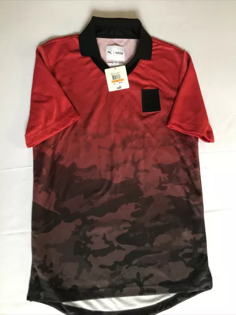 Puma X Trapstar Mens Football Tee Barbados Camo Cherry Sizes S And M NEW