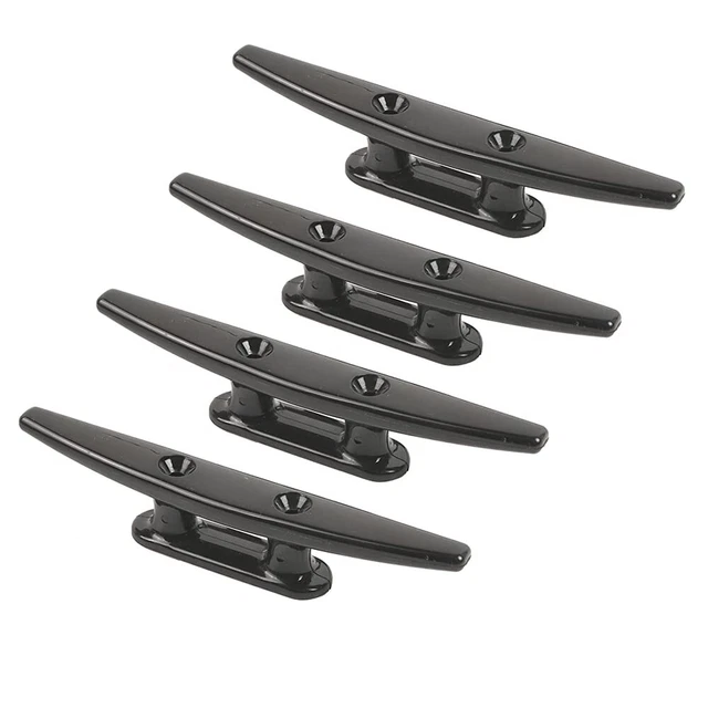 Marine Boat 6 inch Nylon Cleat Black Cleats Pack of 4 PCS, Durable nylon cleat