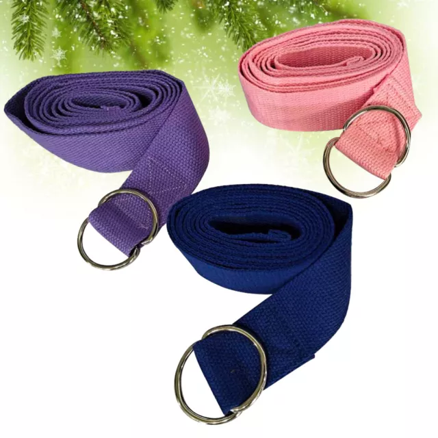3pc Cotton Yoga Strap with D-Ring Buckle for Stretching Pilates