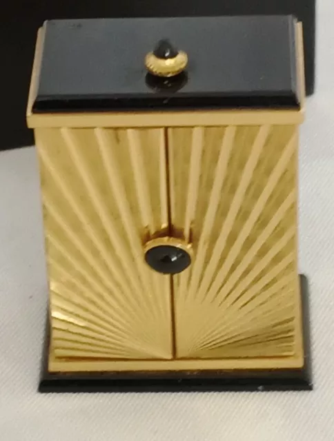 Cartier Onyx & Brass Desk Art Deco-Style Gilt Alarm Travel Clock  8915 03852 A11