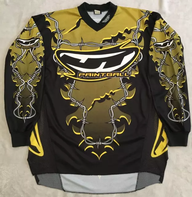 JT Paintball Barbed Wire mens vintage Yellow Black jersey size L