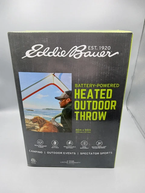 Eddie Bauer Rechargeable Battery Heated Outdoor Blanket Throw 40 X 50 In Green