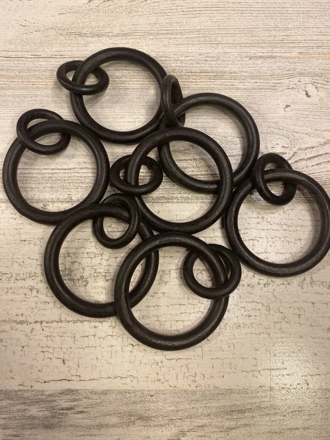 Set Of 7 Pottery Barn Cast Iron Black Curtain Ring Round Large 1.75"  NO BOX