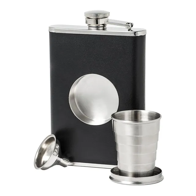 Travel Flask For Liquor Hip Flask with Stainless Steel Foldable Cup & Funnel