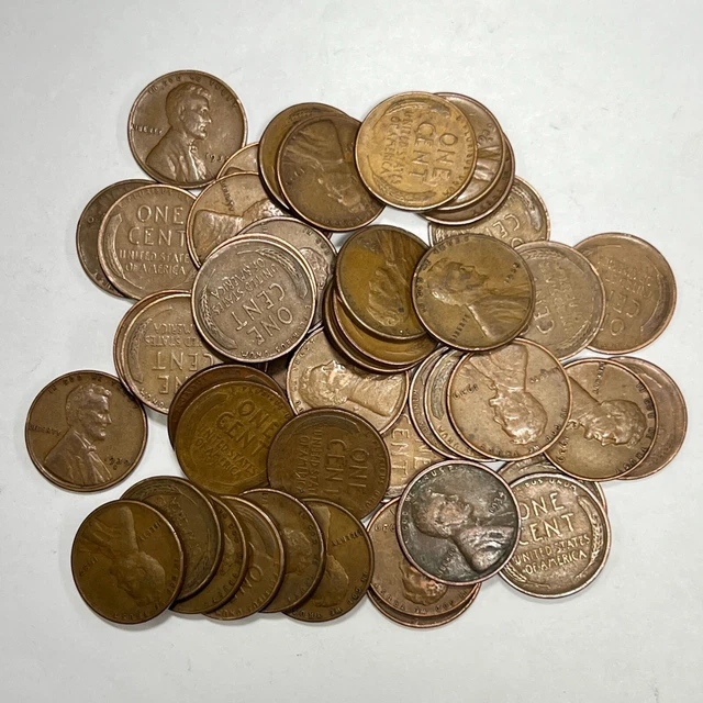 1930-1939-PDS Lincoln Wheat Small Cent Penny 1C - FULL ROLL VG+ OR BETTER #6