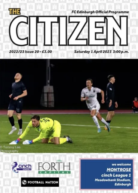 FC Edinburgh v Montrose 22/23 programme