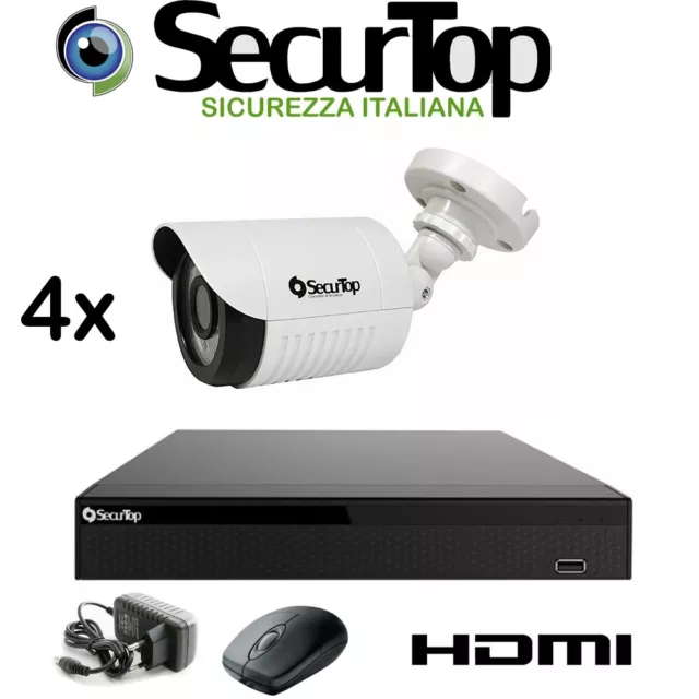 Kit Videosorveglianza 4 ch Bullet 2mpx Securtop AHD 1080P Full Hd