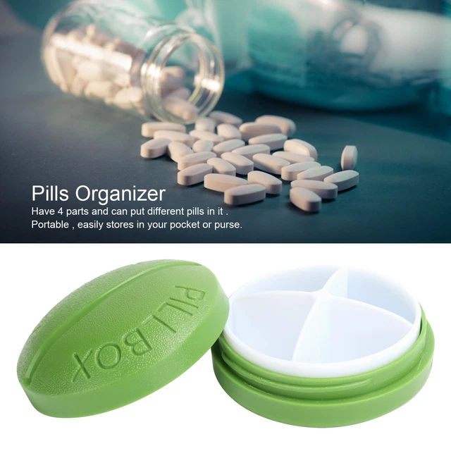 Organizador de caja de medicamentos portátil redondo verde 4 rejillas para MX