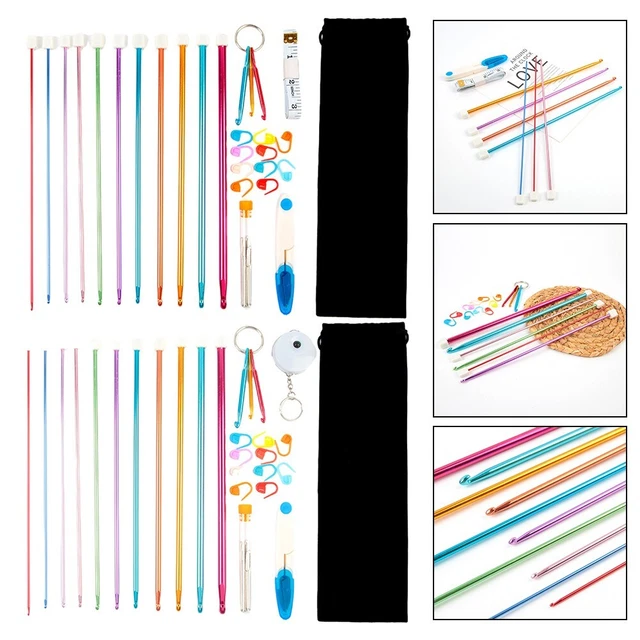 AARNAV Lot De 2 Aiguilles à Tricoter En Métal à Pointe Simple De 25 Cm Pour Débutants, Enfants, Professionnels, Aiguilles à Tricoter Courtes De 25 Cm En Aluminium (2 X 3,5 Mm