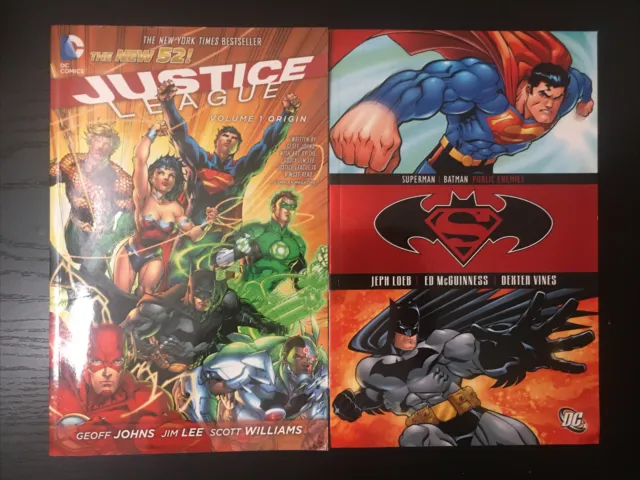 DC Comics TPB lot Justice League Vol 1: Origin & Superman/Batman :Public Enemies