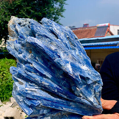 16.89LB Rare!!Natural beautiful Blue KYANITE with Quartz Crystal Specimen Rough