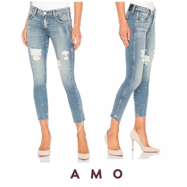 NEW Free People AMO STIX Crop Spin the Bottle Raw hem Jeans Size 25