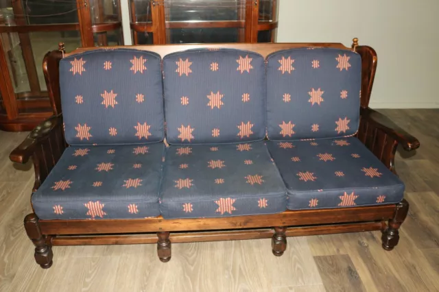 Rare MCM Large 74" Vintage Ethan Allen Antiqued Old Tavern Pine Sofa Couch