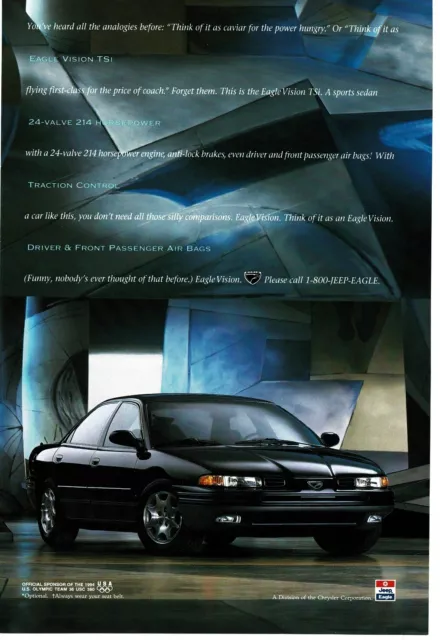 1994 JEEP Eagle Vision black 4-door sedan Vintage Print Ad