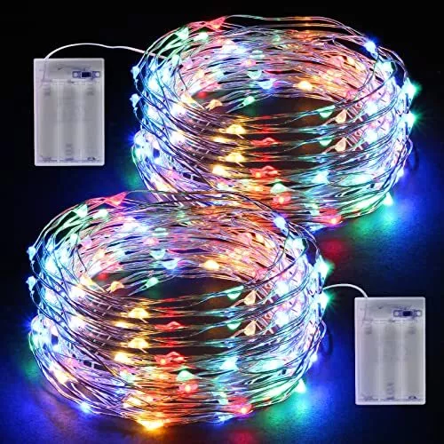 Omelamp Guirnalda Luces Pilas, [2 Pack] Luces LED Pilas 12M 120 LED, Cadena de