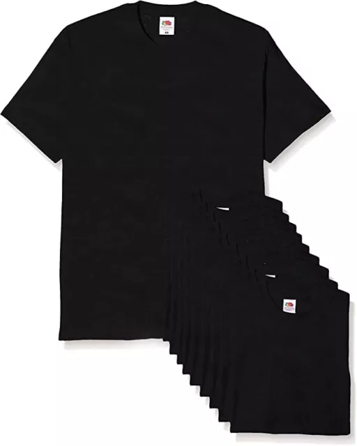 10 pezzi T-Shirt Uomo Nera S-M-L-XL-XXL manica corta Fruit Of The Loom Maglietta
