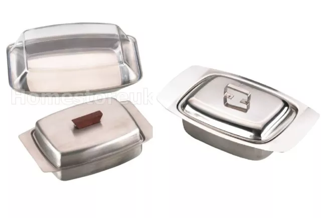 Butter Dish Stainless Steel Tray Holder Container With Lid For Breakfast Kitchen