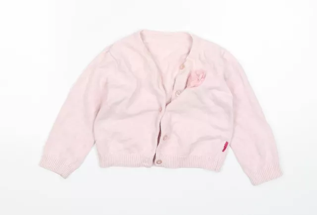 Nutmeg Girls Pink Round Neck Cotton Cardigan Jumper Size 2-3 Years