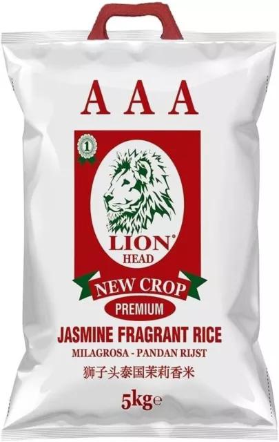 Lion Head AAA Premium Jasmine Fragrant Rice Quality Thai Cuisine Taste 5kg Bag