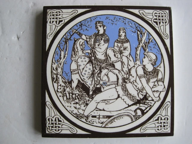 Antique Minton - Moyr Smith - Tennyson's Idylls Of The King Tile - Etarre