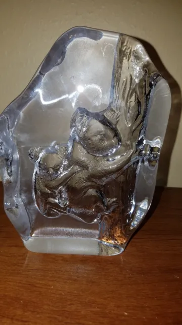 Cristal D'Arques Lead Crystal Etched Glass Koala Bears Figurine Paperweight