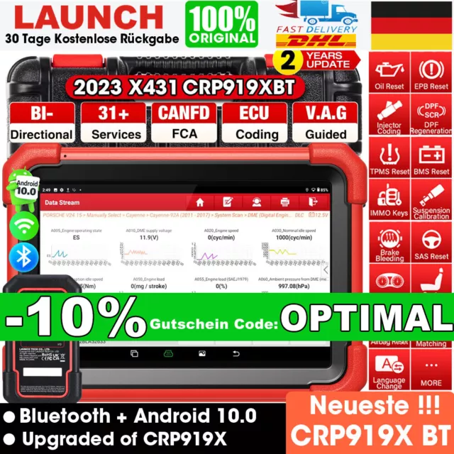 2024 LAUNCH CRP919X BT KFZ Diagnosegerät Auto OBD2 Scanner ECU Key Coding TPMS