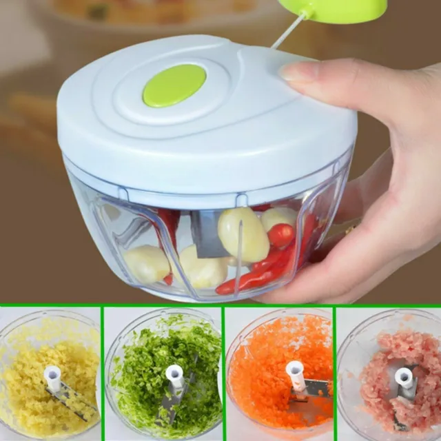 Easy Hand Pull Manual Food Garlic Fruit Processor Chopper Blender Mixer Mincer