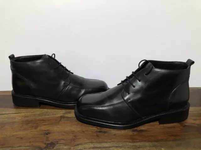 MENS CLARKS 'FLEXON' Black Leather Lace Up Ankle Chukka Boots ~ Size UK ...