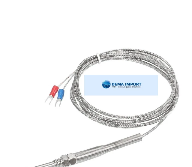 Termocoppia Keenso Tipo K Con Filettatura M8 – Sonda Da 30mm, Cavo 1m, Range 0-400°C Per Misura Temperatura