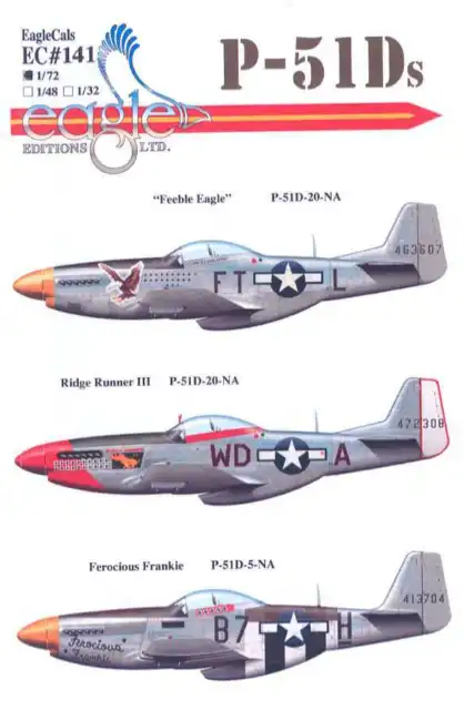 EagleCals Decals 1/72 NORTH AMERICAN P-51D MUSTANG Fighter