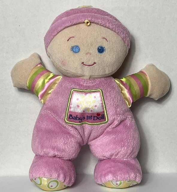 Fisher Price Baby's First Doll Pink Plush Rattle 10" 2008 Stuffed Animal Toy