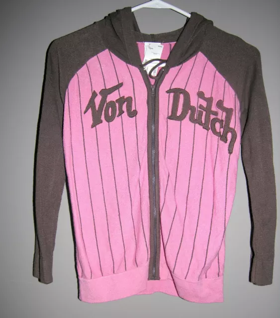 New sample Von Dutch Track Jacket hoodie Logo soft zip sweater small Y2K Womans