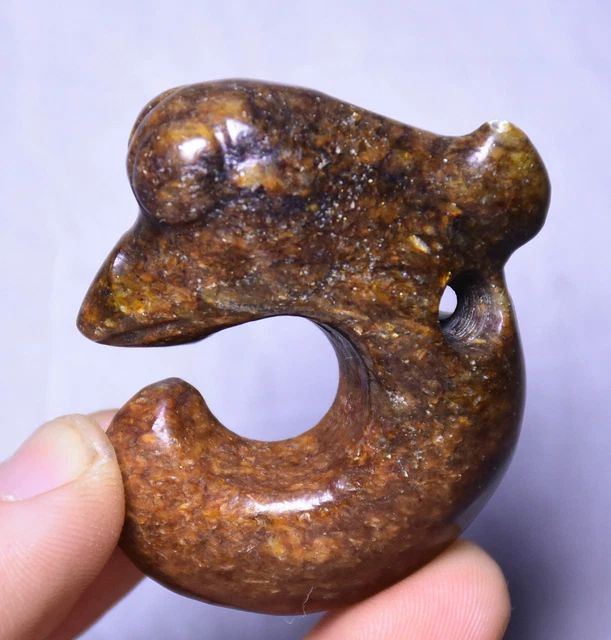 China Hongshan Culture Old Jade Fengshui Pig Long Dragon Hook Amulet Pendant