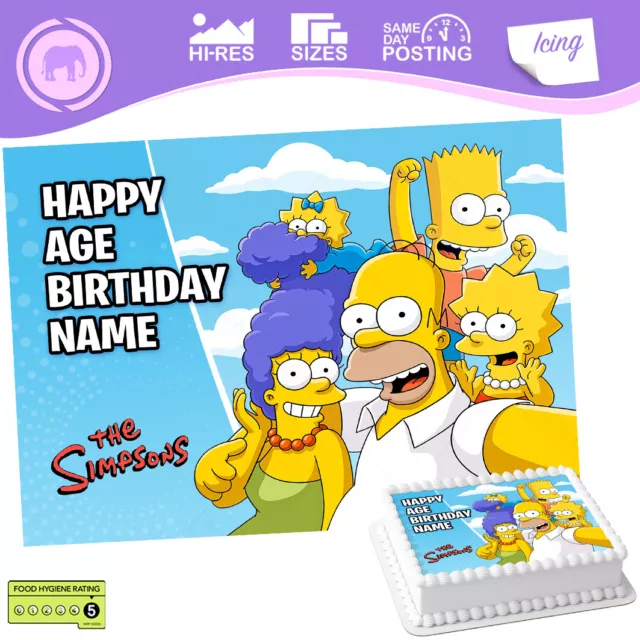 Simpsons Bart Homer Cake Topper Edible Decoration Personalised sizes inc Costco