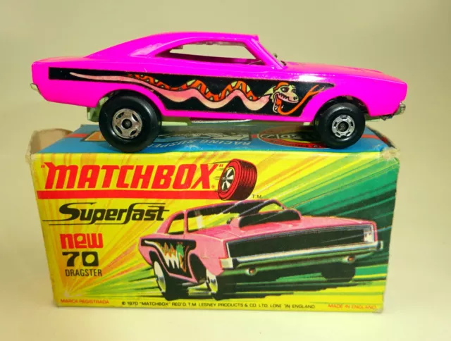 Matchbox Superfast Nr.70B Dodge Dragster hellgelbe Bodenplatte top in Box