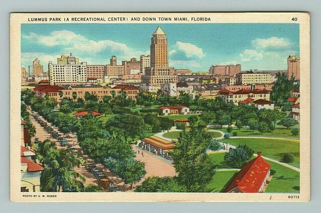 Lummus Park Recreational Center Downtown Miami Bird's Eye Florida FL Postcard