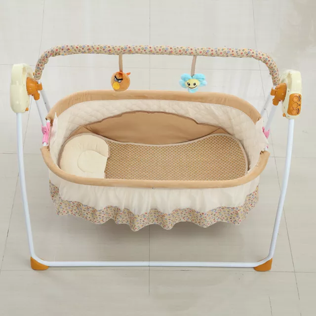 Electric Auto-Swing Bed Baby Bluetooth Cradle Crib Infant Rocker Cot + Remote