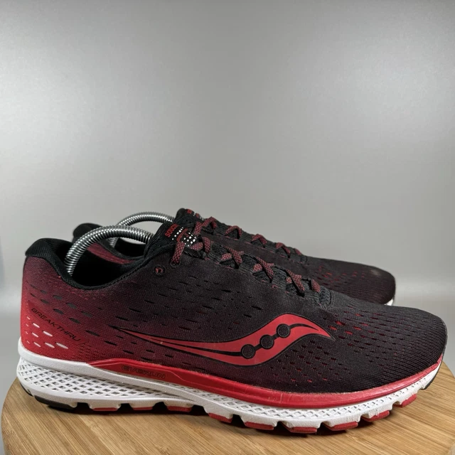 SAUCONY BREAKTHRU Mens 11 Black Red Running Shoes Sneakers Lace