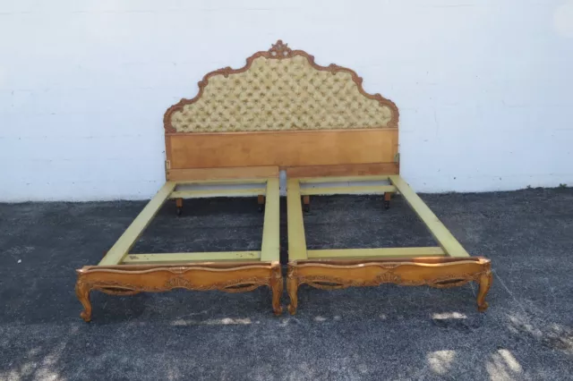 French Early 1900s Carved King Size Upholstered Bed 3777