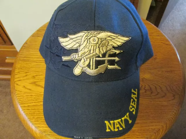 US NAVY SEAL Embroidered LOGO - USA BLUE Baseball Cap VELKR0 BACK FANCY BILL NEW