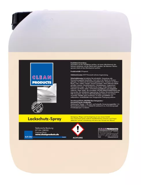CLEANPRODUCTS Lackschutz-Spray Lackpflege Detailer Schnellversiegelung 4,8 Liter