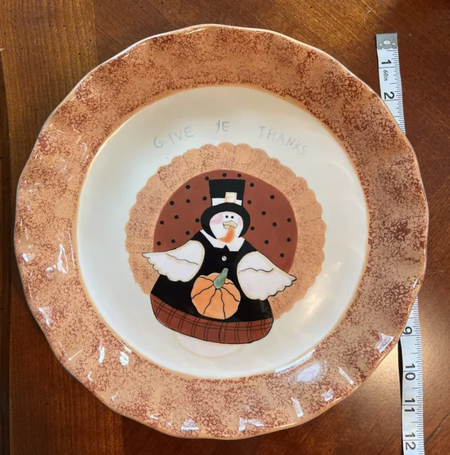 Thanksgiving Sandi Gore Evans Pie Plate Harvest Blessing 10.5” D 2.5” Deep