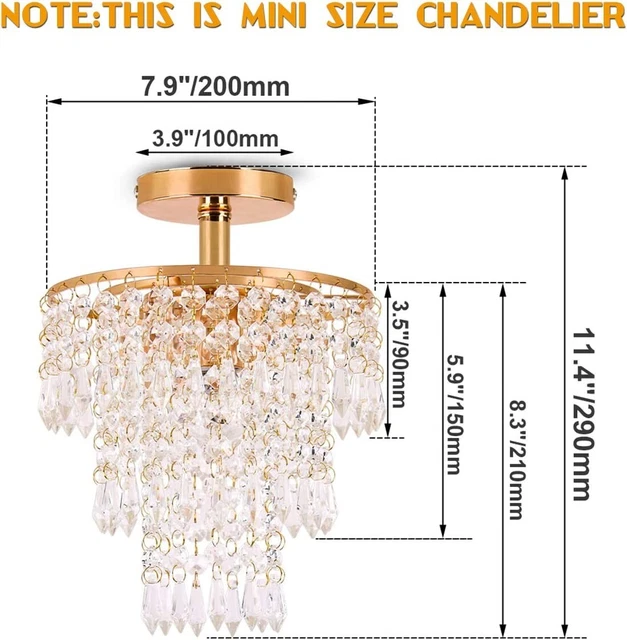 Small Crystal Chandeliers Gold Ceiling Lights Flush Mount Ceiling Lampshade 3