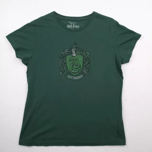 Harry Potter Slytherin Rhinestone T-Shirt Womens Size L Green Short Sleeve Tee