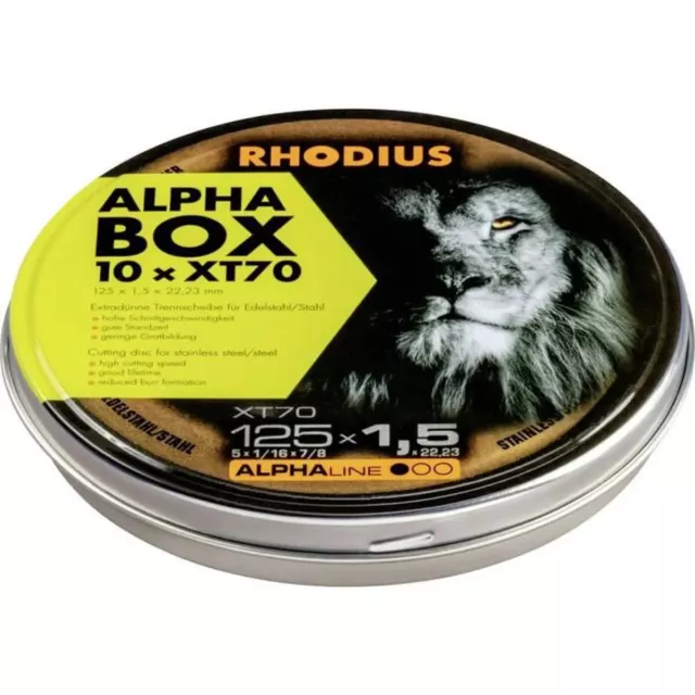 Rhodius 10x  XT70 BOX 211083 Disque à Tronçonner 125 X 1.5 X 22.23 mm         Q5