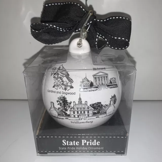 VIRGINIA State Glass Ceramic Ball Christmas Ornament  State Landmarks Heavy RARE