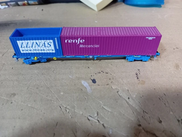 MINITRIX N WAGON PLAT CONTENEURS BAHNTRANS TRAIN ELECTRIQUE BOITE 15271-14