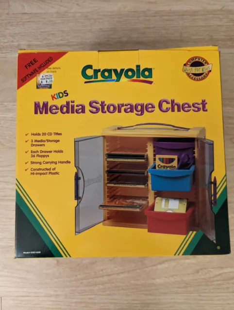 Crayola IBM Kids Media Storage Chest Organizer CDs Floppy Disks Holder 3 Drawers