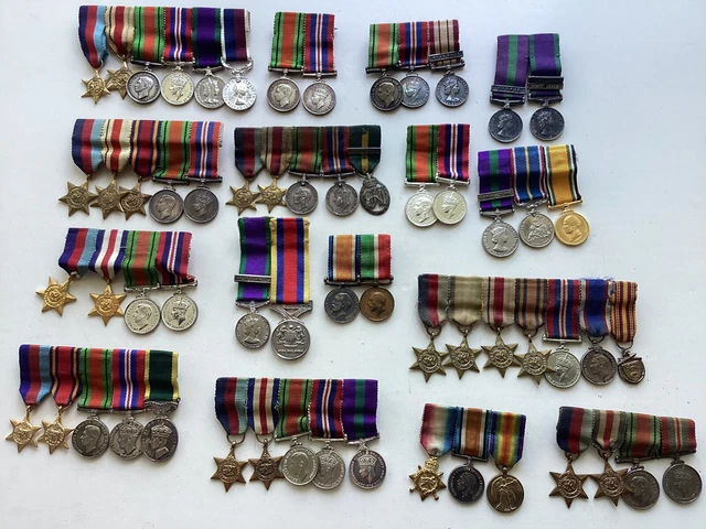 Mini Medals WW1 & WW2 Miniature medals set with suspension bar. 60 In Total £100.00 ...